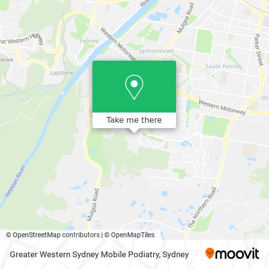 Mapa Greater Western Sydney Mobile Podiatry