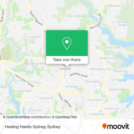 Mapa Healing Hands Sydney