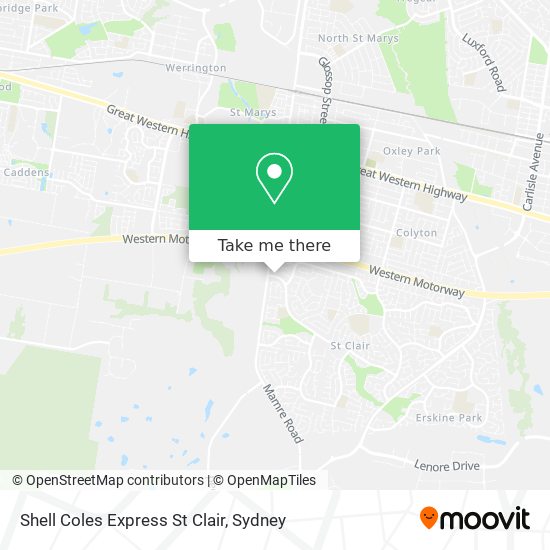 Mapa Shell Coles Express St Clair