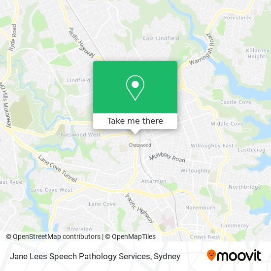 Mapa Jane Lees Speech Pathology Services