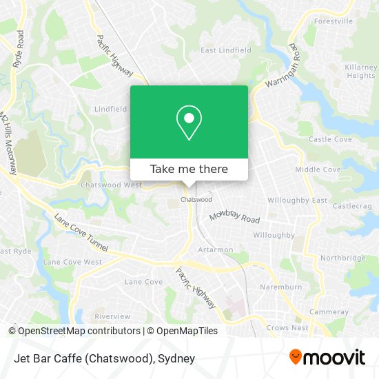 Mapa Jet Bar Caffe (Chatswood)