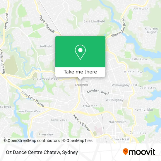 Oz Dance Centre Chatsw map