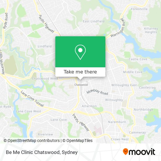 Mapa Be Me Clinic Chatswood