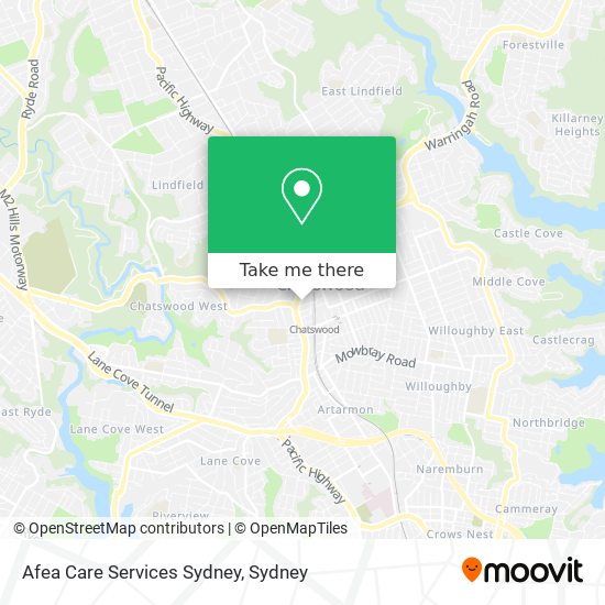 Mapa Afea Care Services Sydney