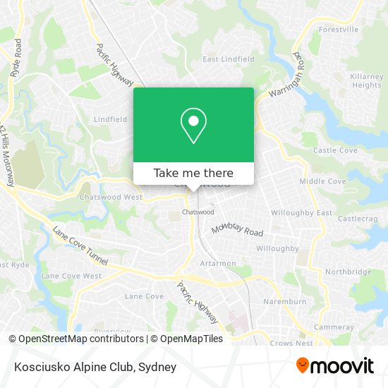 Mapa Kosciusko Alpine Club