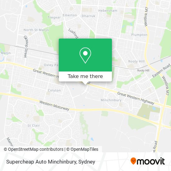 Mapa Supercheap Auto Minchinbury