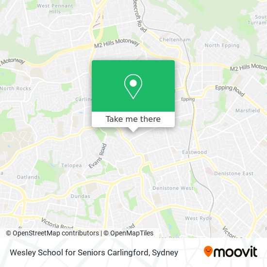 Mapa Wesley School for Seniors Carlingford