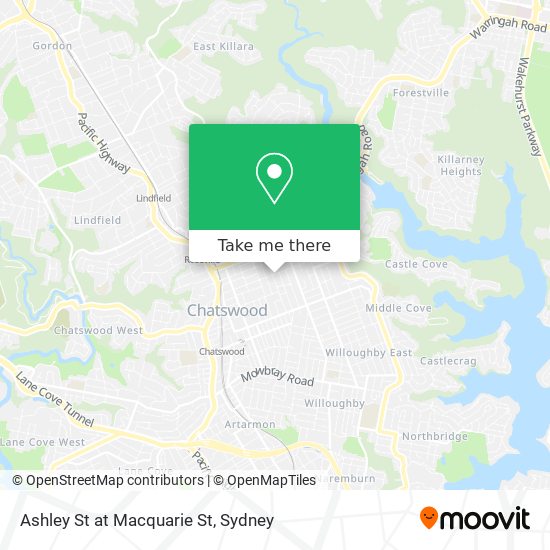 Mapa Ashley St at Macquarie St