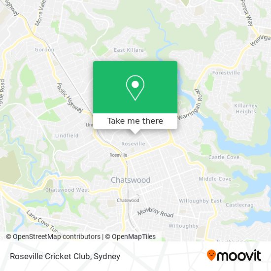 Mapa Roseville Cricket Club