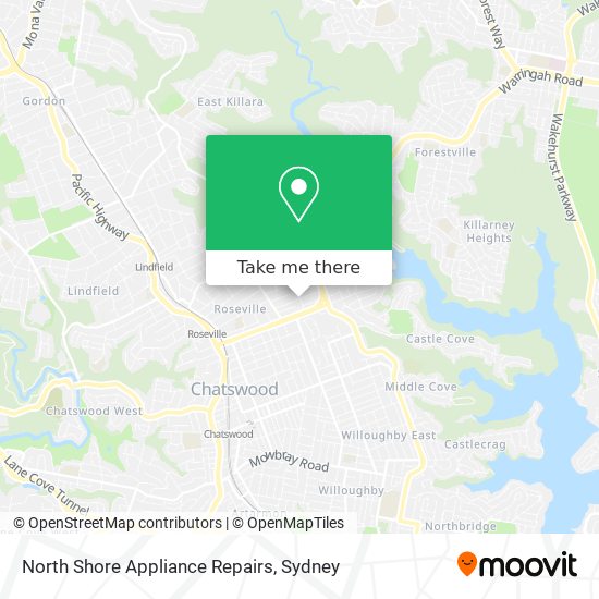 North Shore Appliance Repairs map