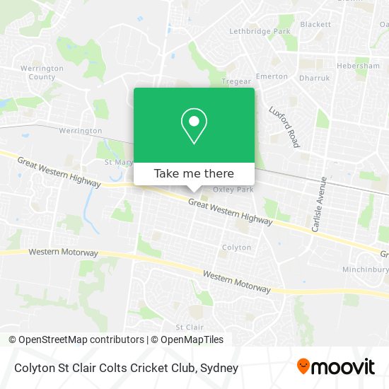 Mapa Colyton St Clair Colts Cricket Club