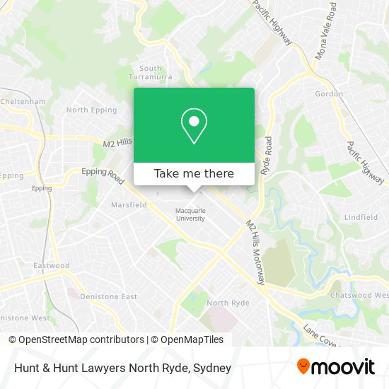 Mapa Hunt & Hunt Lawyers North Ryde