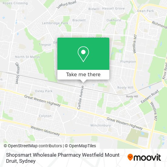 Mapa Shopsmart Wholesale Pharmacy Westfield Mount Druit