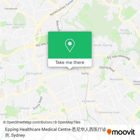 Mapa Epping Healthcare Medical Centre-悉尼华人西医疗诊所