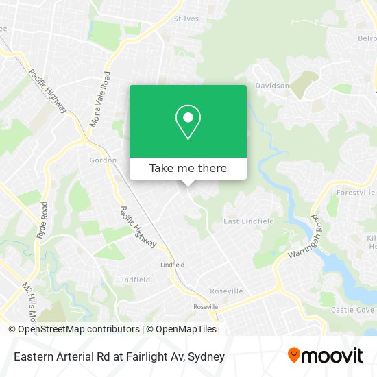 Mapa Eastern Arterial Rd at Fairlight Av