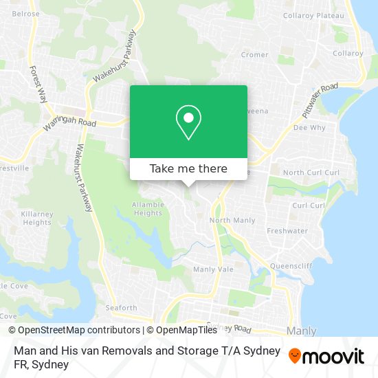Man and His van Removals and Storage T / A Sydney FR map