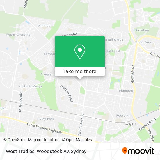 Mapa West Tradies, Woodstock Av