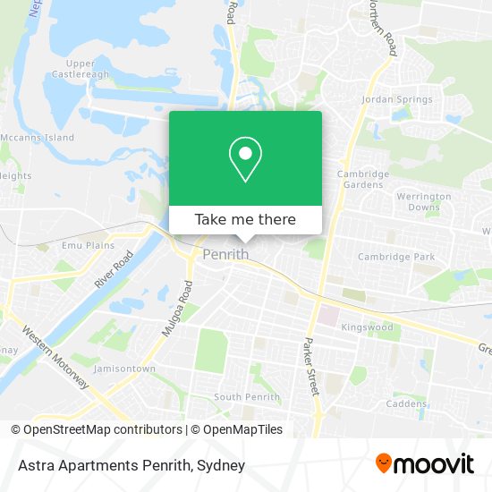 Astra Apartments Penrith map