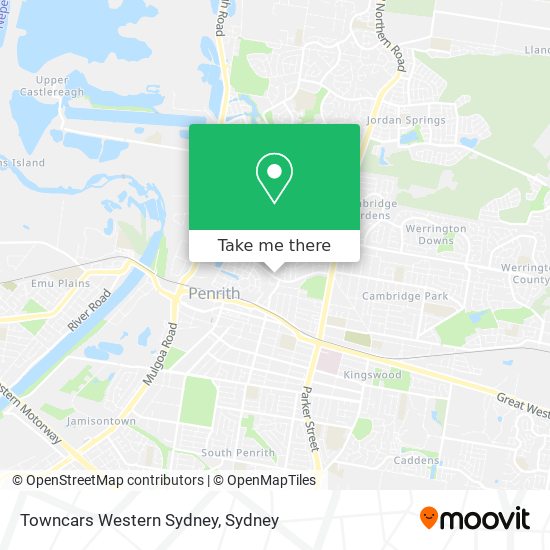 Mapa Towncars Western Sydney