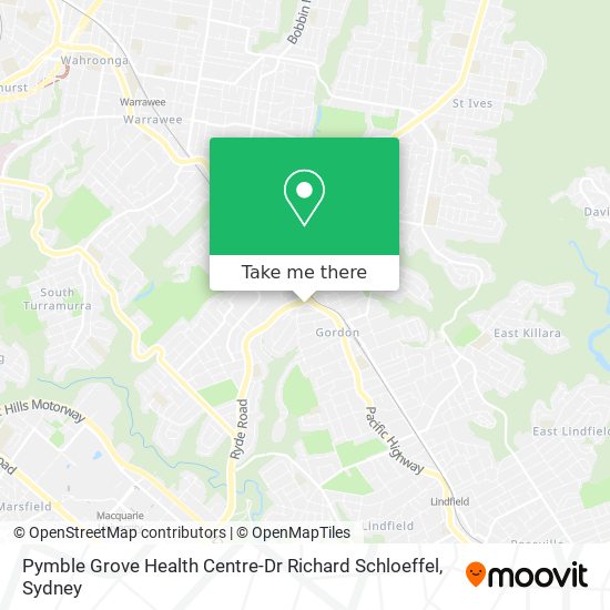 Mapa Pymble Grove Health Centre-Dr Richard Schloeffel