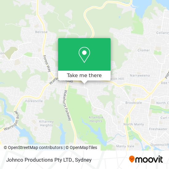 Johnco Productions Pty LTD. map