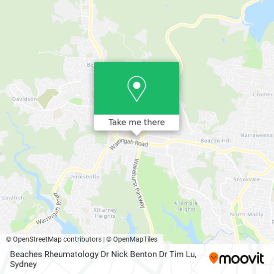 Beaches Rheumatology Dr Nick Benton Dr Tim Lu map