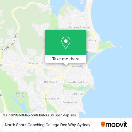 Mapa North Shore Coaching College Dee Why