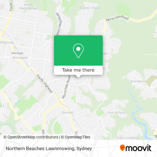 Mapa Northern Beaches Lawnmowing