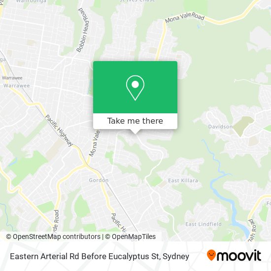 Eastern Arterial Rd Before Eucalyptus St map