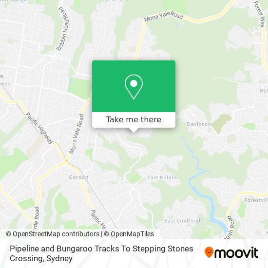 Pipeline and Bungaroo Tracks To Stepping Stones Crossing map