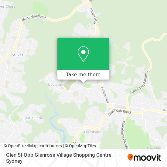 Mapa Glen St Opp Glenrose Village Shopping Centre