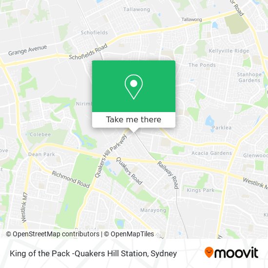 Mapa King of the Pack -Quakers Hill Station