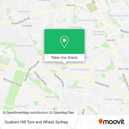 Quakers Hill Tyre and Wheel map