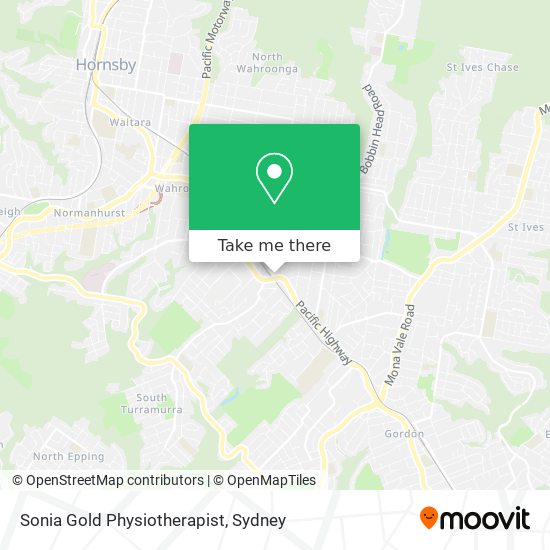 Sonia Gold Physiotherapist map