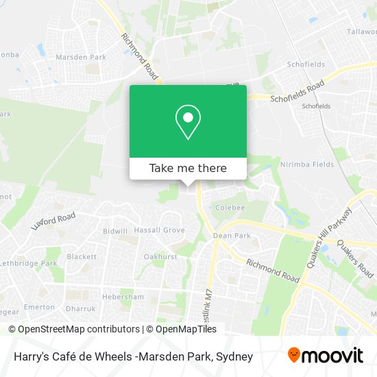 Mapa Harry's Café de Wheels -Marsden Park