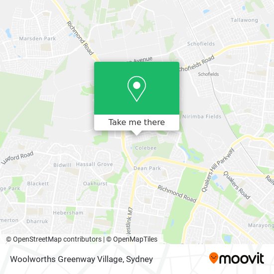 Mapa Woolworths Greenway Village