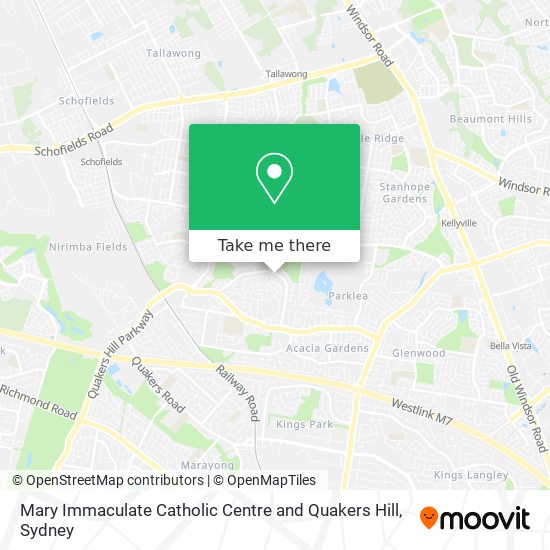 Mary Immaculate Catholic Centre and Quakers Hill map