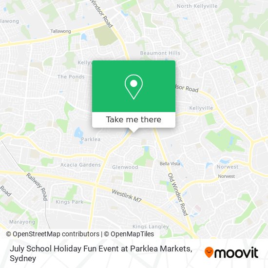 July School Holiday Fun Event at Parklea Markets map