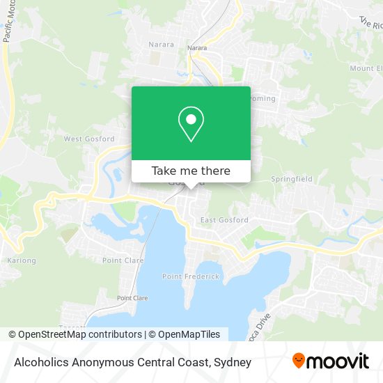 Alcoholics Anonymous Central Coast map