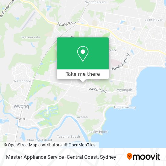 Master Appliance Service -Central Coast map
