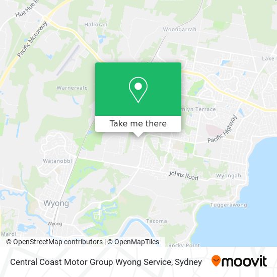 Central Coast Motor Group Wyong Service map