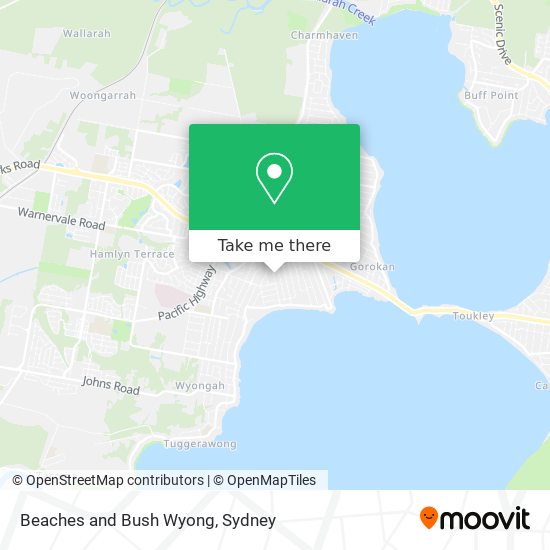 Beaches and Bush Wyong map