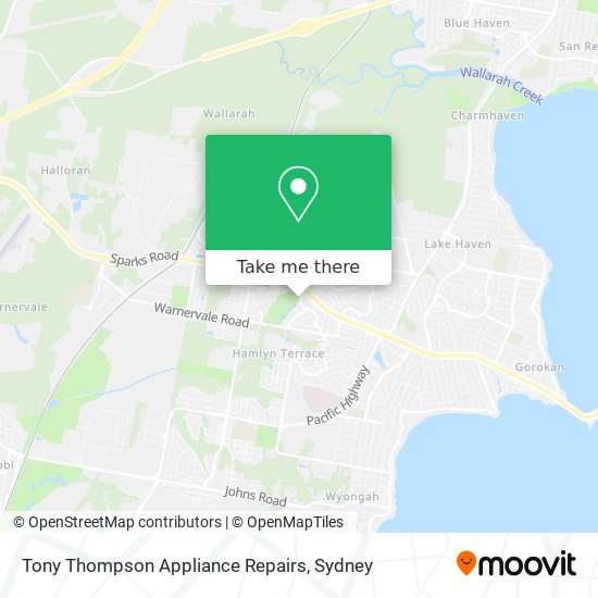 Mapa Tony Thompson Appliance Repairs