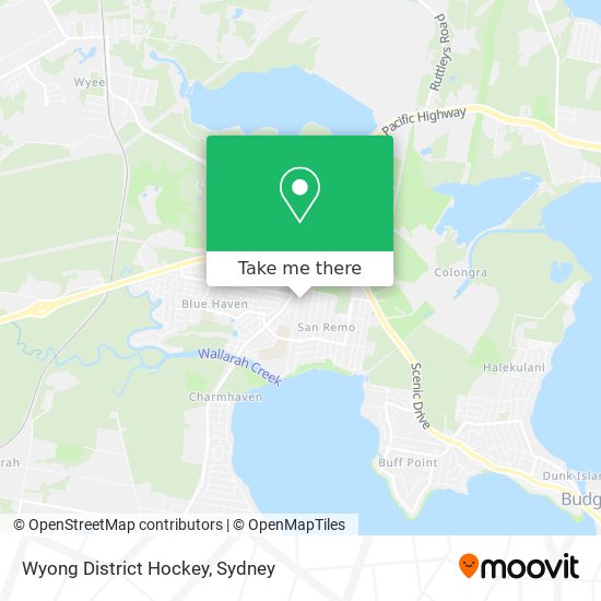 Mapa Wyong District Hockey