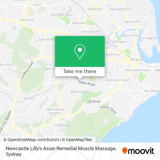 Mapa Newcastle Lilly's Asian Remedial Muscle Massage
