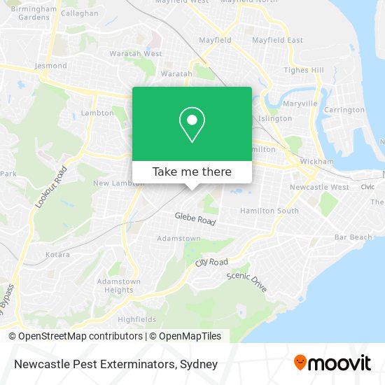 Newcastle Pest Exterminators map