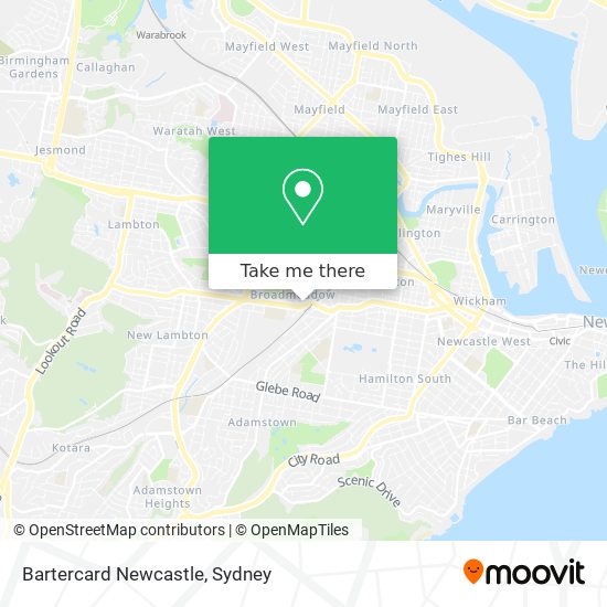 Bartercard Newcastle map