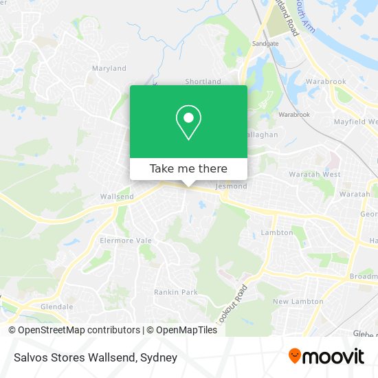 Mapa Salvos Stores Wallsend