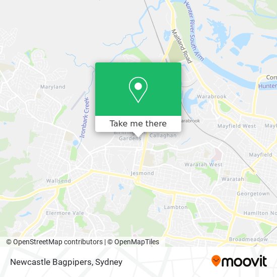 Newcastle Bagpipers map