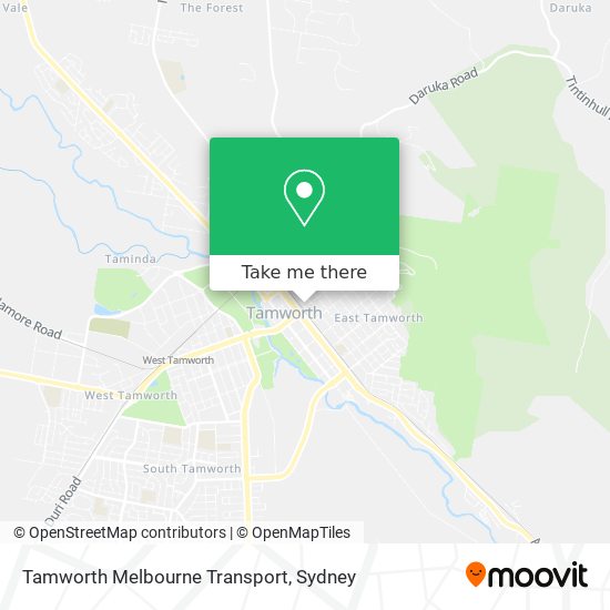 Mapa Tamworth Melbourne Transport